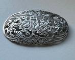 Grote zilveren broche met bloemen, Ophalen of Verzenden, Zo goed als nieuw, 4 tot 7 cm, Zilver
