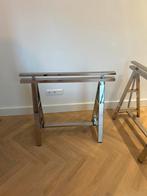 Flamant Shaker bureau - zilver/glas, Ophalen, In hoogte verstelbaar, Zo goed als nieuw, Bureau