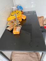 Tafel met glas 160metre bij 80cm, Ophalen, 50 tot 100 cm, 150 tot 200 cm, Rechthoekig