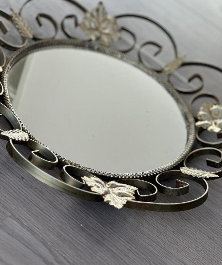 Vintage Franse Spiegel Jaren 50 brocante wand decoratie, Huis en Inrichting, Woonaccessoires | Spiegels, Gebruikt, Minder dan 50 cm