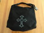 PETER KAISER zwarte suede/leder tas met groot kruis, Ophalen of Verzenden, Nieuw, Zwart, Handtas