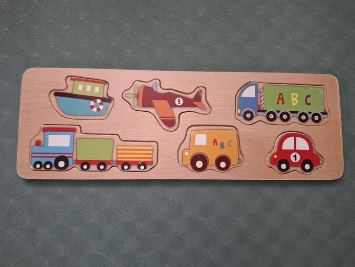 Houten Voertuigen Puzzel - 6 Stukjes, Kinderen en Baby's, Speelgoed | Kinderpuzzels, Zo goed als nieuw, 2 tot 4 jaar, Minder dan 10 stukjes