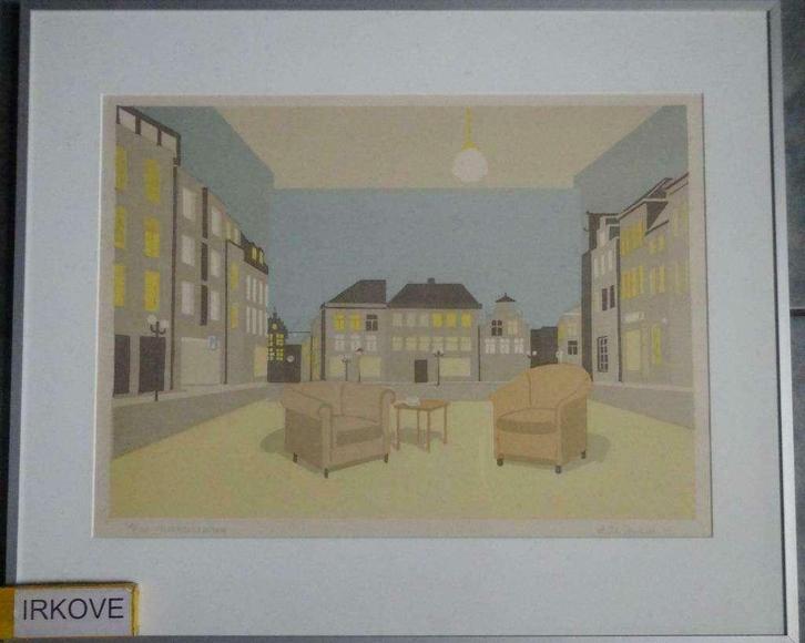 ZEEFDRUK LITHO * WOONOMGEVING * Gesigneerd *, Antiek en Kunst, Kunst | Litho's en Zeefdrukken, Ophalen of Verzenden