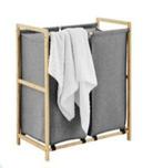 Bamboe asmanden (2 vakken), Ophalen of Verzenden, Gebruikt, Grijs, Handdoek