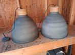 Set van 2 industriële hanglampen - Grijs - 40cm, Ophalen, Gebruikt, Metaal, Industrieel