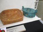 Zweeds houten gebogen Tina box (2x) en draagmand, Antiek en Kunst, Ophalen of Verzenden