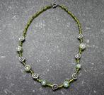 Ketting groen millefiori kralen metaal kraaltjes, Sieraden, Tassen en Uiterlijk, Kettingen, Ophalen of Verzenden, Gebruikt, Groen