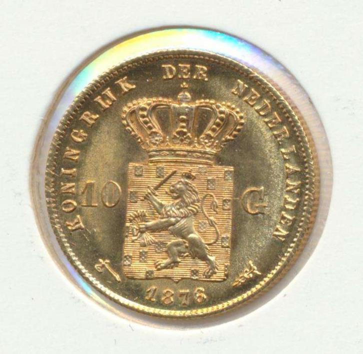 Nederland gouden tientje 1876 Willem 3, Postzegels en Munten, Edelmetalen en Baren, Goud, Ophalen of Verzenden