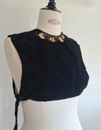 vintage kraplap fluweel zwart glitter bloemen small medium, Maat 38/40 (M), Zwart, Ophalen of Verzenden, Zonder mouw