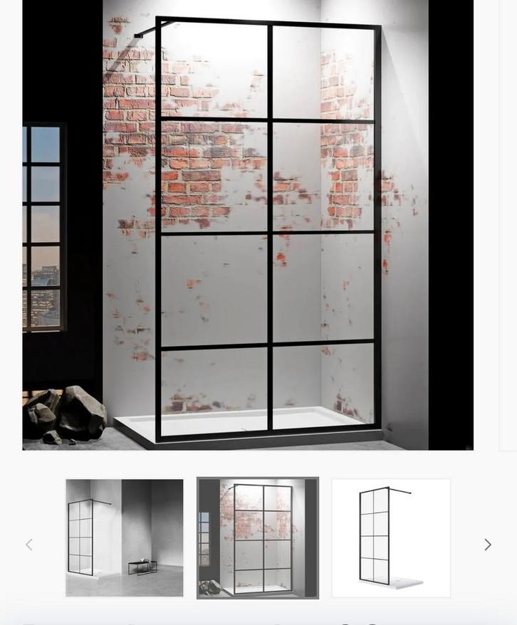 Douchewand – 90 x 200 cm - Mat Zwart – Nano Coating, Huis en Inrichting, Badkamer | Complete badkamers, Nieuw, Met douche, Ophalen