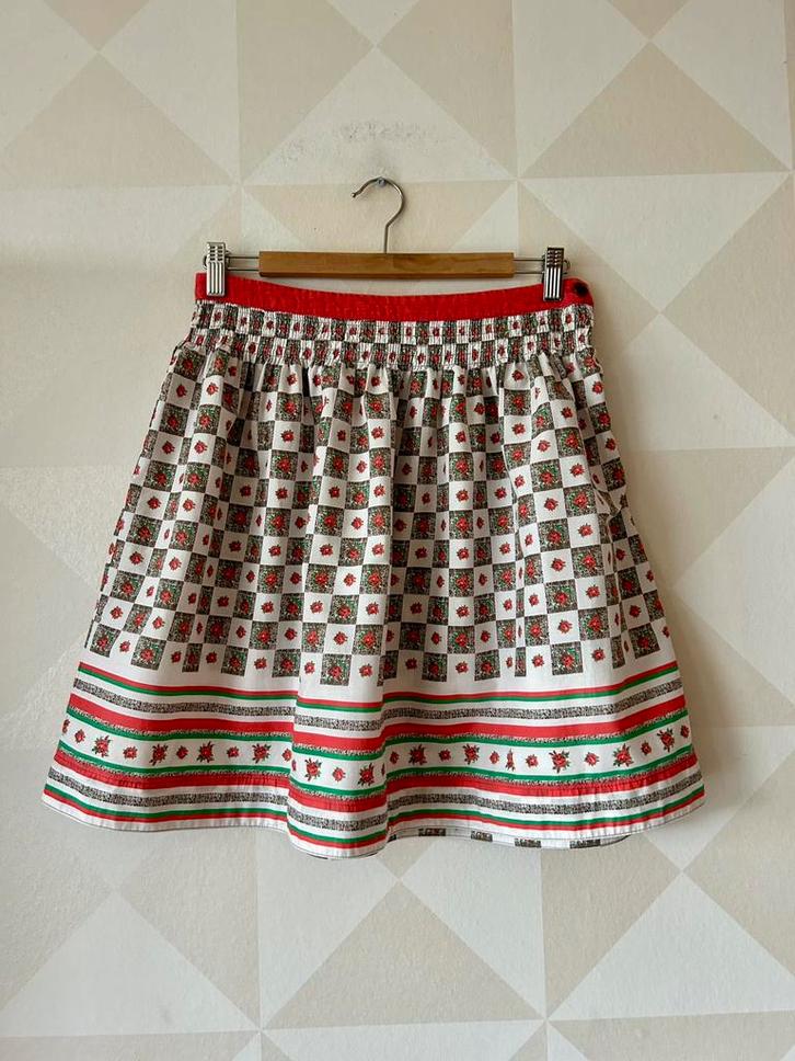 Blutsgeschwister Swing Skirt rok rood wit S/36 zgan, Kleding | Dames, Rokken, Zo goed als nieuw, Maat 36 (S), Wit, Boven de knie