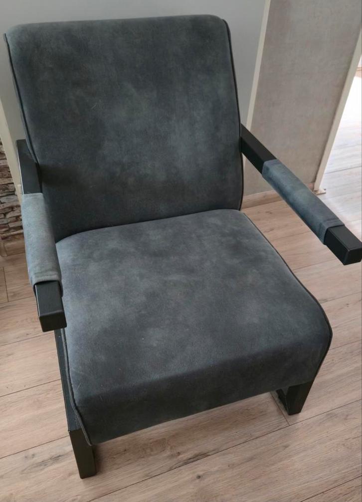 Zgan fauteuil stof hunter groen met zwart metaal, Huis en Inrichting, Fauteuils, Zo goed als nieuw, Metaal, Stof, 50 tot 75 cm