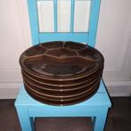 Fondue borden bruin 6 stuks, Huis en Inrichting, Keuken | Servies, Ophalen, Gebruikt, Bord(en), Overige stijlen