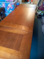 Antieke eiken uitschuifbare tafel met houtsnijwerk, Huis en Inrichting, Tafels | Eettafels, Gebruikt, 100 tot 150 cm, Eikenhout