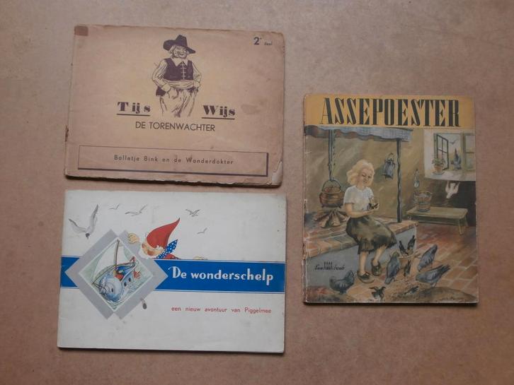 Oud boekjes sprookjes Assepoester Tijs Wijs De wonderschelp, Boeken, Stripboeken, Gelezen, Meerdere stripboeken, Ophalen of Verzenden
