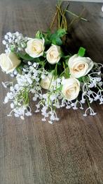 Mooi boeket kunstbloemen rozen en bloesem takken, Ophalen of Verzenden, Zo goed als nieuw, Binnen
