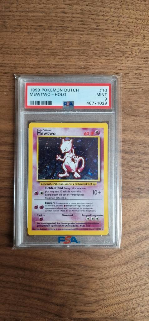 PSA 9 Base 1999 Mewtwo Dutch NL, Low pop 15!!, Hobby en Vrije tijd, Verzamelkaartspellen | Pokémon, Zo goed als nieuw, Ophalen of Verzenden