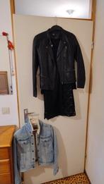 Leder Biker Jas, Jurkje & Levi's Teddy Spijkerjasje Set 34/3, Levi's, Zwart, Ophalen of Verzenden, Zo goed als nieuw