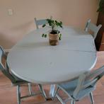 Leuke uit klapbare brocante eettafel met stoelen, Huis en Inrichting, Tafels | Eettafels, Ophalen, Gebruikt, 100 tot 150 cm, Vijf personen of meer