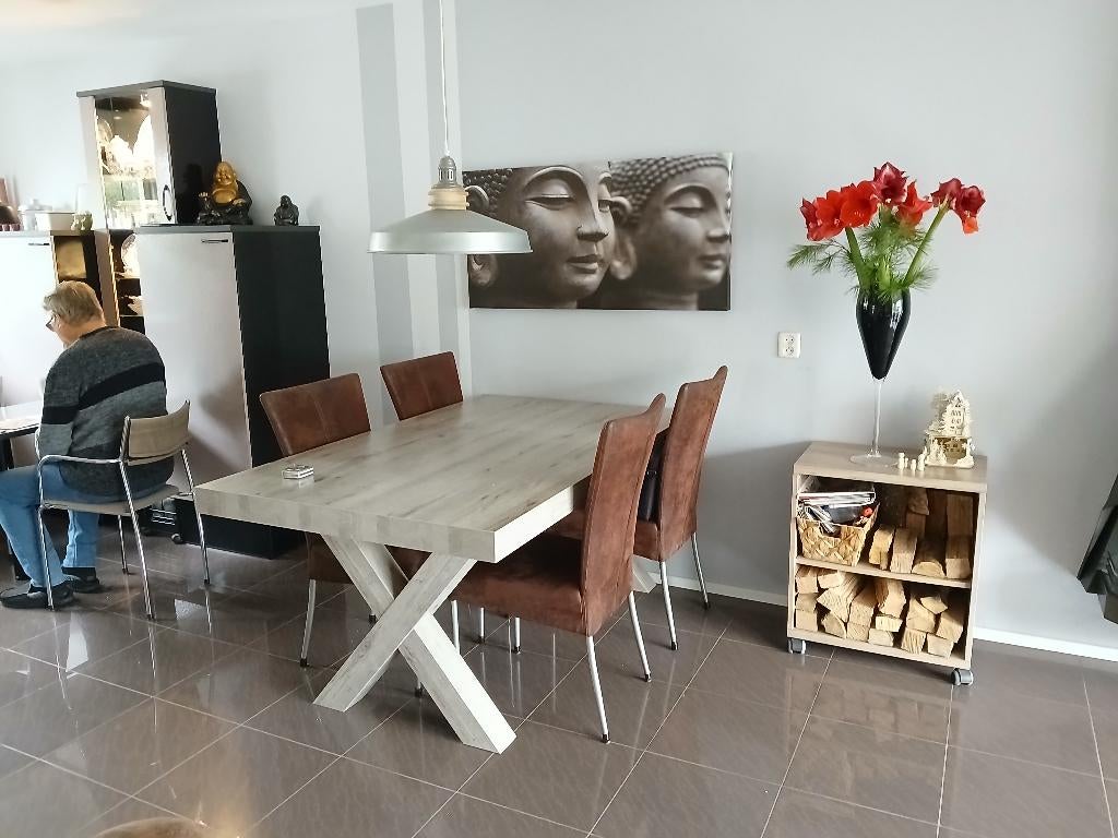 eetkamer tafel met stoelen, Huis en Inrichting, Tafels | Eettafels, Ophalen, 100 tot 150 cm, Zo goed als nieuw, 150 tot 200 cm