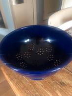 Brocante emaille vergiet donkerblauw, Ophalen of Verzenden, Zo goed als nieuw, Rond, Overige materialen