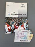 Ajax vs Grasshopper 1995 Ticket + Wedstrijdboekje Origineel, Eén persoon