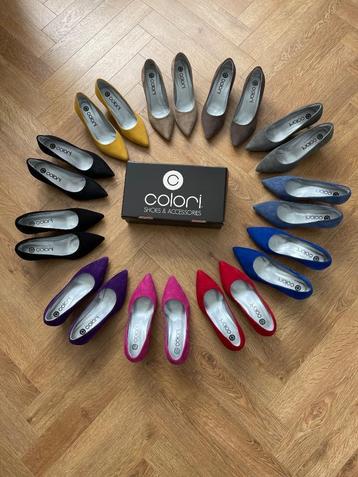 Suède Colori pumps - diverse kleuren - maat 37 beschikbaar voor biedingen