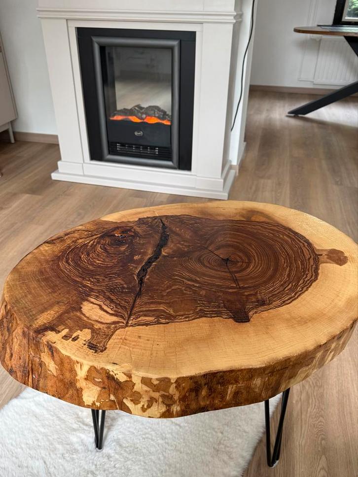 Unieke boomstam salontafel, Huis en Inrichting, Tafels | Salontafels, Zo goed als nieuw, Minder dan 50 cm, 50 tot 100 cm, Rond