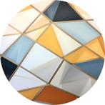 Abstracte tegels muurcirkel 120x120cm Forex  + Ophangsysteem, Huis en Inrichting, Woonaccessoires | Wanddecoraties, Nieuw, Verzenden