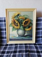 Oud schilderij van zonnebloemen., Antiek en Kunst, Ophalen of Verzenden