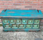 Oude Spaanse dekenkist bruidskist vintage India Ibiza stijl, Ophalen, Zo goed als nieuw, Minder dan 50 cm, Minder dan 50 cm