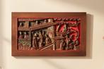 Houten Wandpaneel met Aziatische Scène vinted, Antiek en Kunst, Ophalen of Verzenden