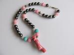 Ketting Dagmar koraal-jade-swarovski parels zilver, Sieraden, Tassen en Uiterlijk, Kettingen, Ophalen, Met edelsteen, Nieuw, Roze