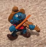 Cowboy Muzieksmurf met viool - vintage Schleich 89 figuurtje, Verzamelen, Smurfen, Ophalen of Verzenden, Zo goed als nieuw, Muzieksmurf
