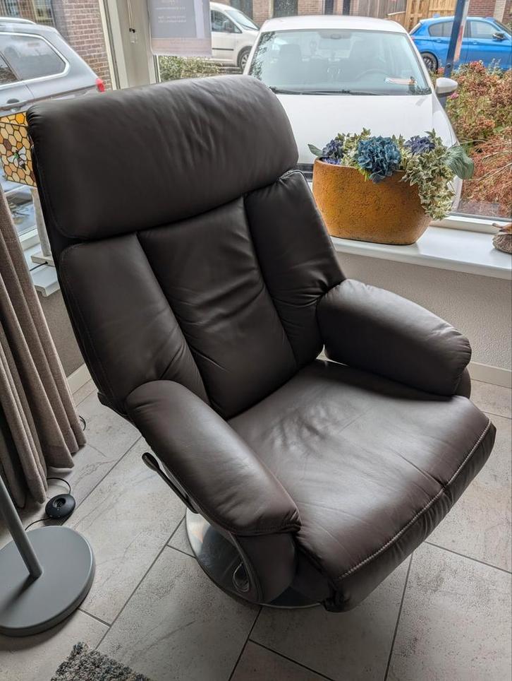 Leren Relax Fauteuil, Huis en Inrichting, Fauteuils, Gebruikt, Leer, Metaal, 75 tot 100 cm, 75 tot 100 cm, Ophalen