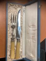 Trancheerset vleesmes en vleesvork in doos, Antiek en Kunst, Ophalen of Verzenden