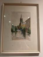 Schilderij: Kerk aan het water, Antiek en Kunst, Kunst | Tekeningen en Foto's, Ophalen of Verzenden