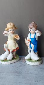 Vintage Beeldjes: Jongen en Meisje met Ganzen, Ophalen of Verzenden