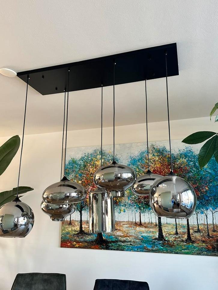 Lamp smoke glass 7 bollen, Huis en Inrichting, Lampen | Hanglampen, Zo goed als nieuw, Minder dan 50 cm, Ophalen of Verzenden