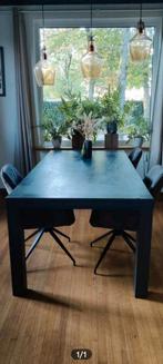 Teak houten eettafel 200*100. Evt. met buisframestoelen., Ophalen, Gebruikt, 200 cm of meer, 50 tot 100 cm