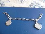 Zilveren schakelarmband met oud vijfje en oud dubbeltje, Gebruikt, Ophalen of Verzenden, Zilver, Zilver