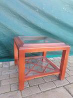 Nieuwe kersenhouten hoektafel met glasplaten 60x60x47, Huis en Inrichting, Ophalen, Nieuw, 75 cm of meer, Rechthoekig