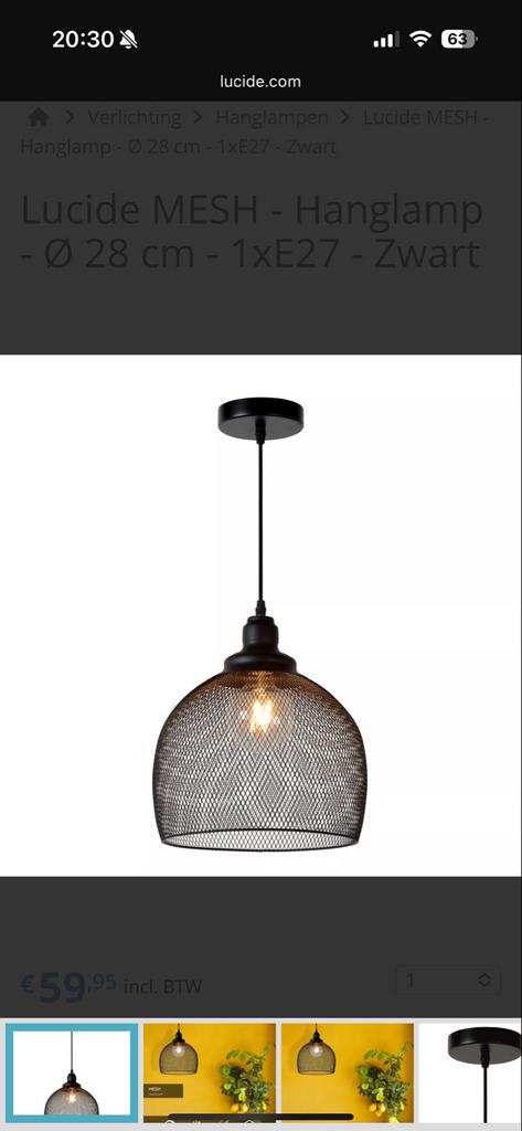 Lucide hanglamp zwart, Ophalen, Zo goed als nieuw, Minder dan 50 cm