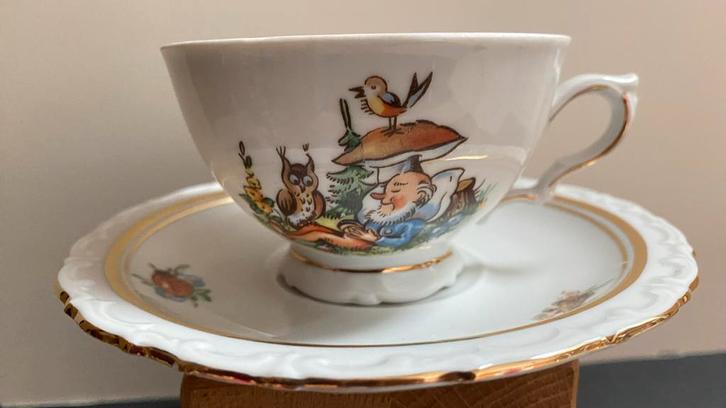 Antiek Kahla Thüringia Kinderkopje + Schotel, Antiek en Kunst, Antiek | Servies los, Ophalen of Verzenden