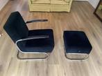 De Zwaan Buisframe Fauteuil + Hocker, Huis en Inrichting, Fauteuils, Ophalen, 75 tot 100 cm, Zo goed als nieuw, Metaal