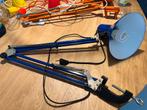 Blauwe Vintage Schaarlamp met Klem, Huis en Inrichting, Lampen | Hanglampen, Ophalen, Gebruikt, Metaal, 50 tot 75 cm