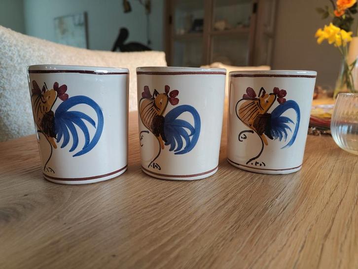 Italiaanse Koffiemokken Haan - Handgemaakt (3 stuks), Huis en Inrichting, Keuken | Servies, Zo goed als nieuw, Kop(pen) en/of Schotel(s)