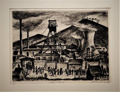 Antoon (Anton) Landers. Mijnwerkers 1949, Antiek en Kunst, Kunst | Etsen en Gravures, Ophalen of Verzenden