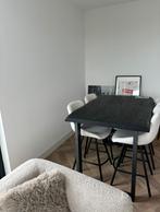 Zwarte Eettafel met 4 barstoelen, Huis en Inrichting, Ophalen, 100 tot 150 cm, Eikenhout, 50 tot 100 cm