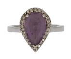 Amethist 26 diamanten fraaie 14k gouden dames ring luxe, Voordeelsieraden, Ophalen of Verzenden, Zo goed als nieuw, 17 tot 18